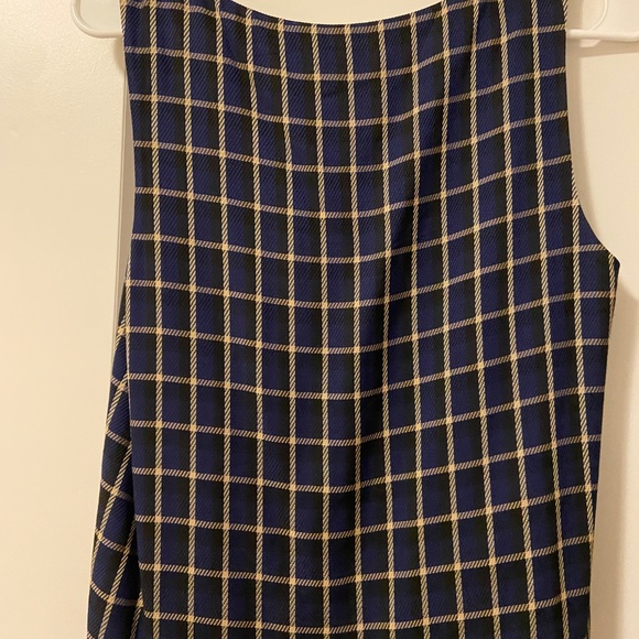 Aritzia | Babaton Navy Plaid V Neck Blouse | Size S - Picture 2 of 6